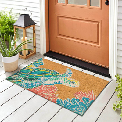 Bay Isle Home™ Fair Palm Border Non-Slip Outdoor Door Mat